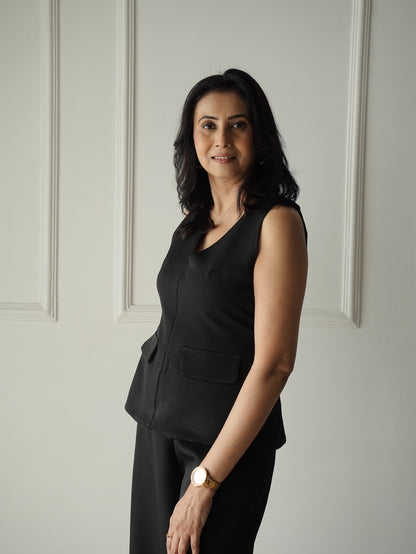 Tailored Waistcoat Ensemble Black