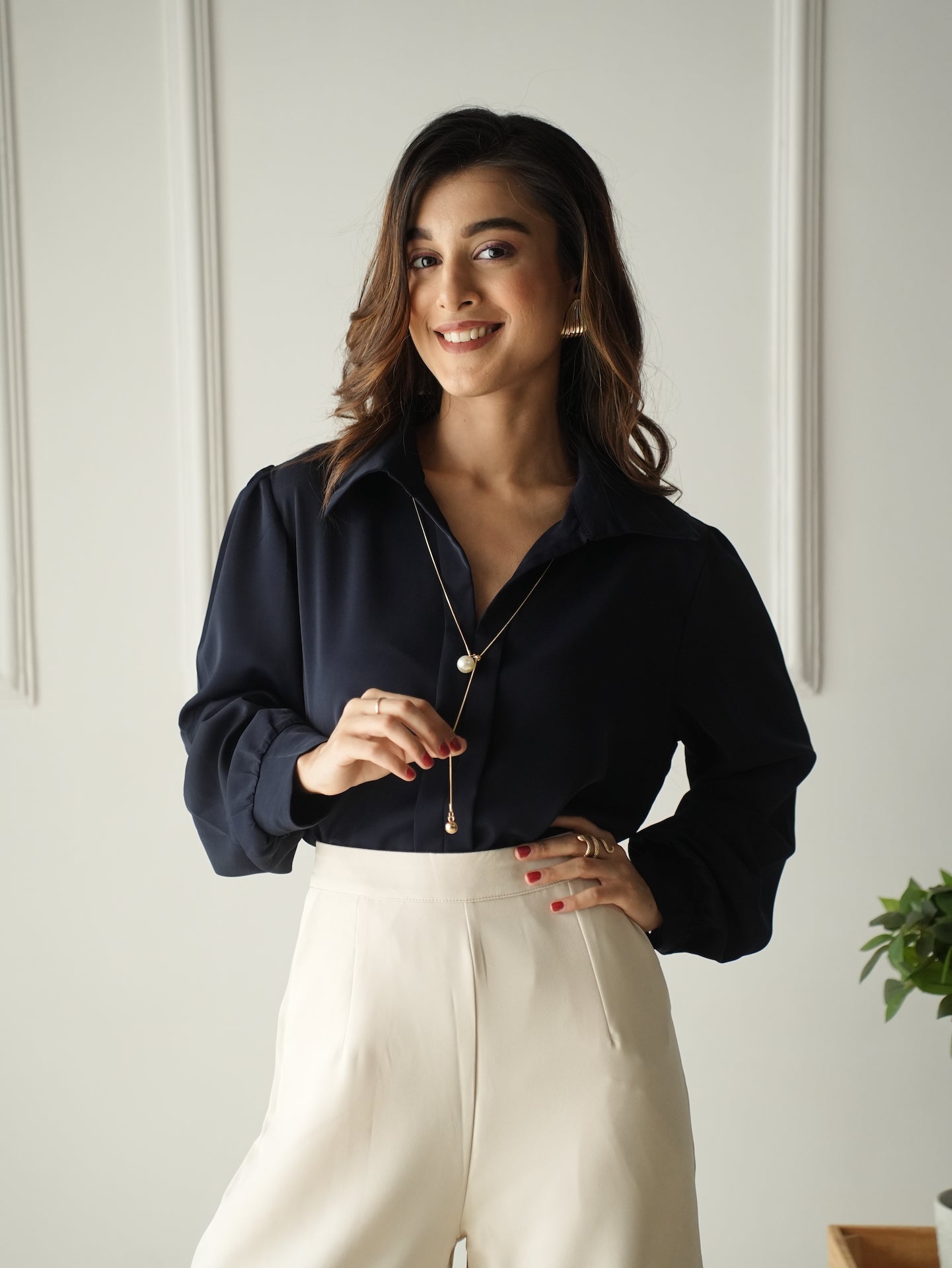 Navy Blue Adorn Shirt