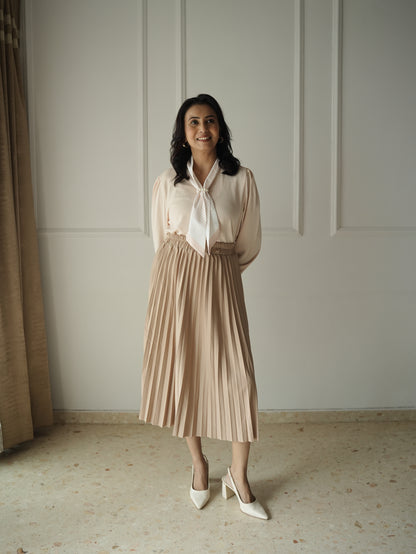Neutral Pleated Skirt