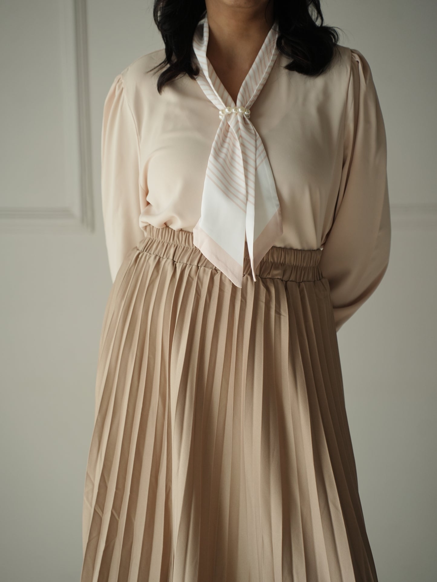 Neutral Pleated Skirt