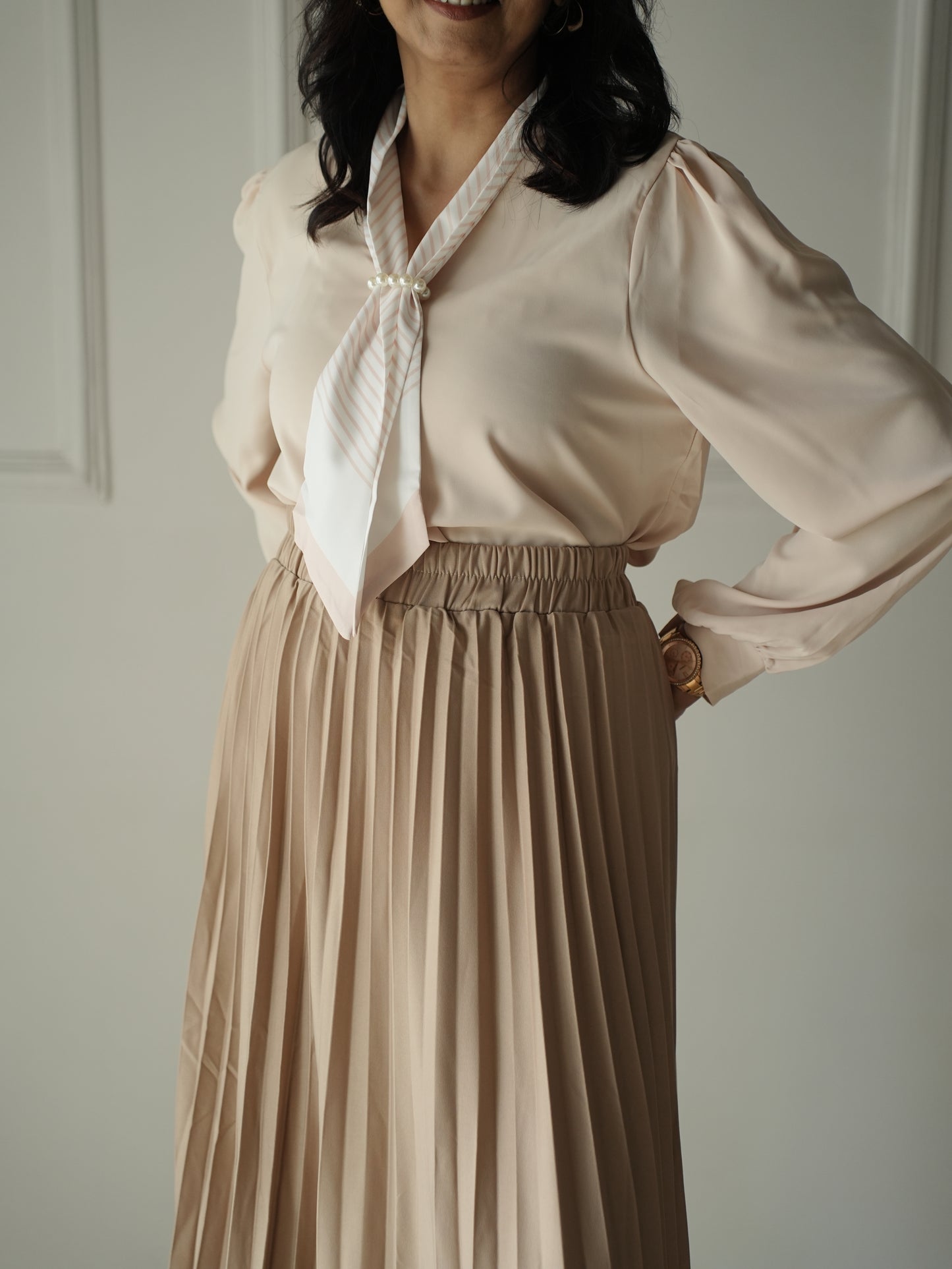 Neutral Pleated Skirt
