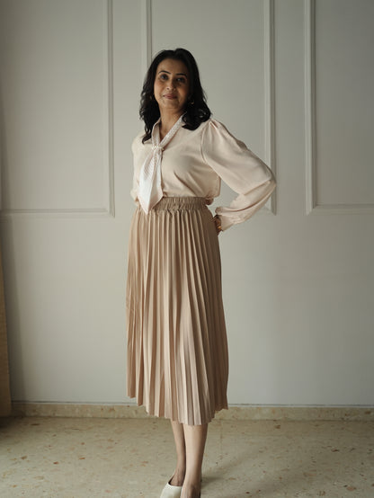 Neutral Pleated Skirt