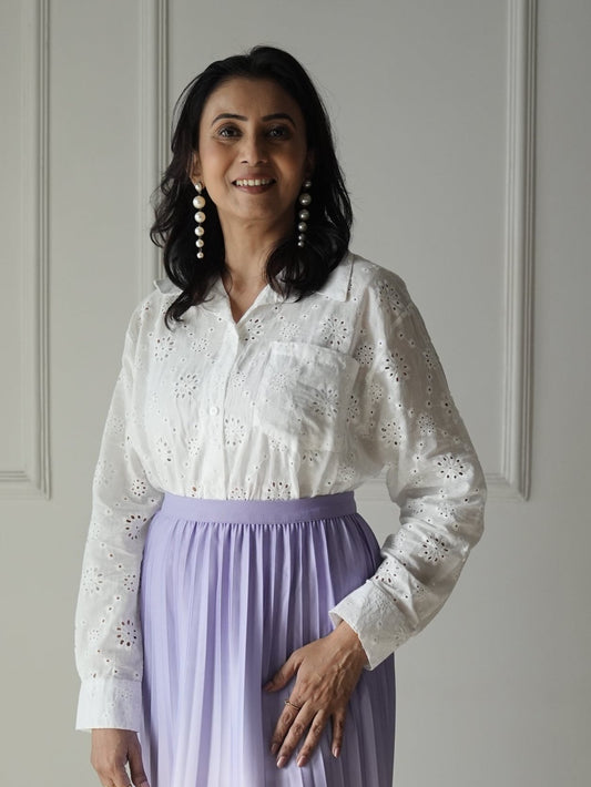 White Laser Cut Shirt