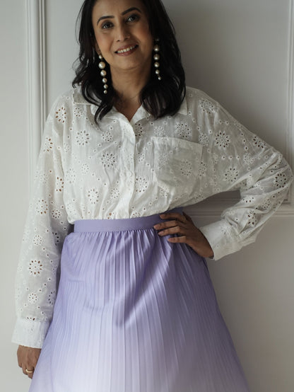 White Laser Cut Shirt