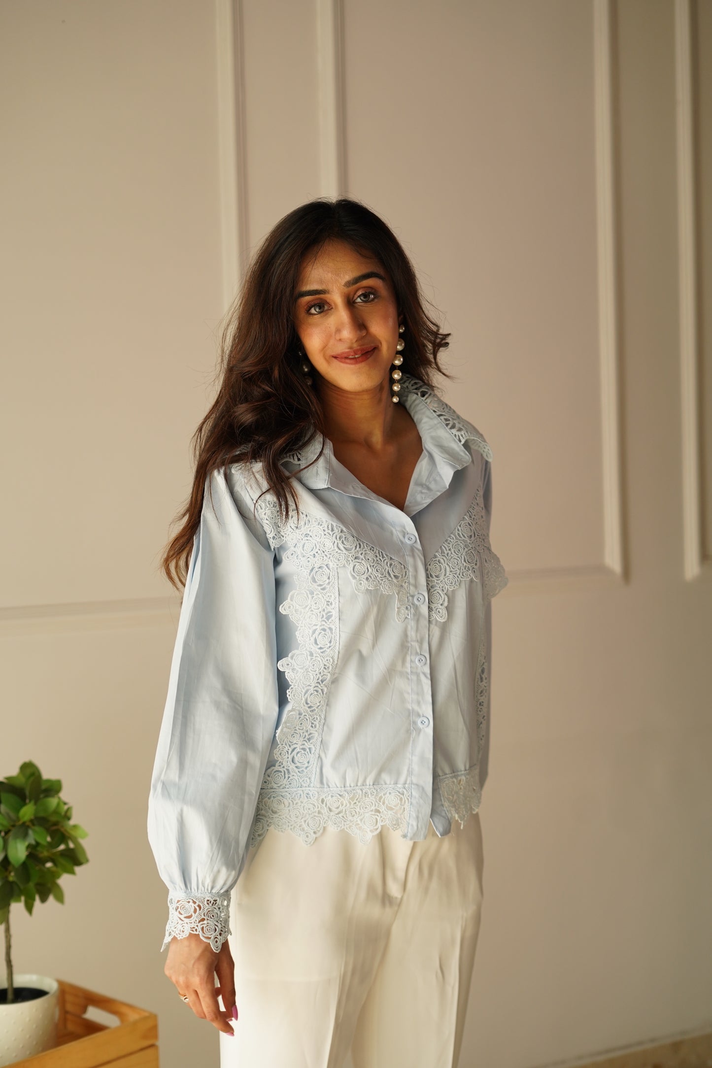 Powder Blue Lace Shirt