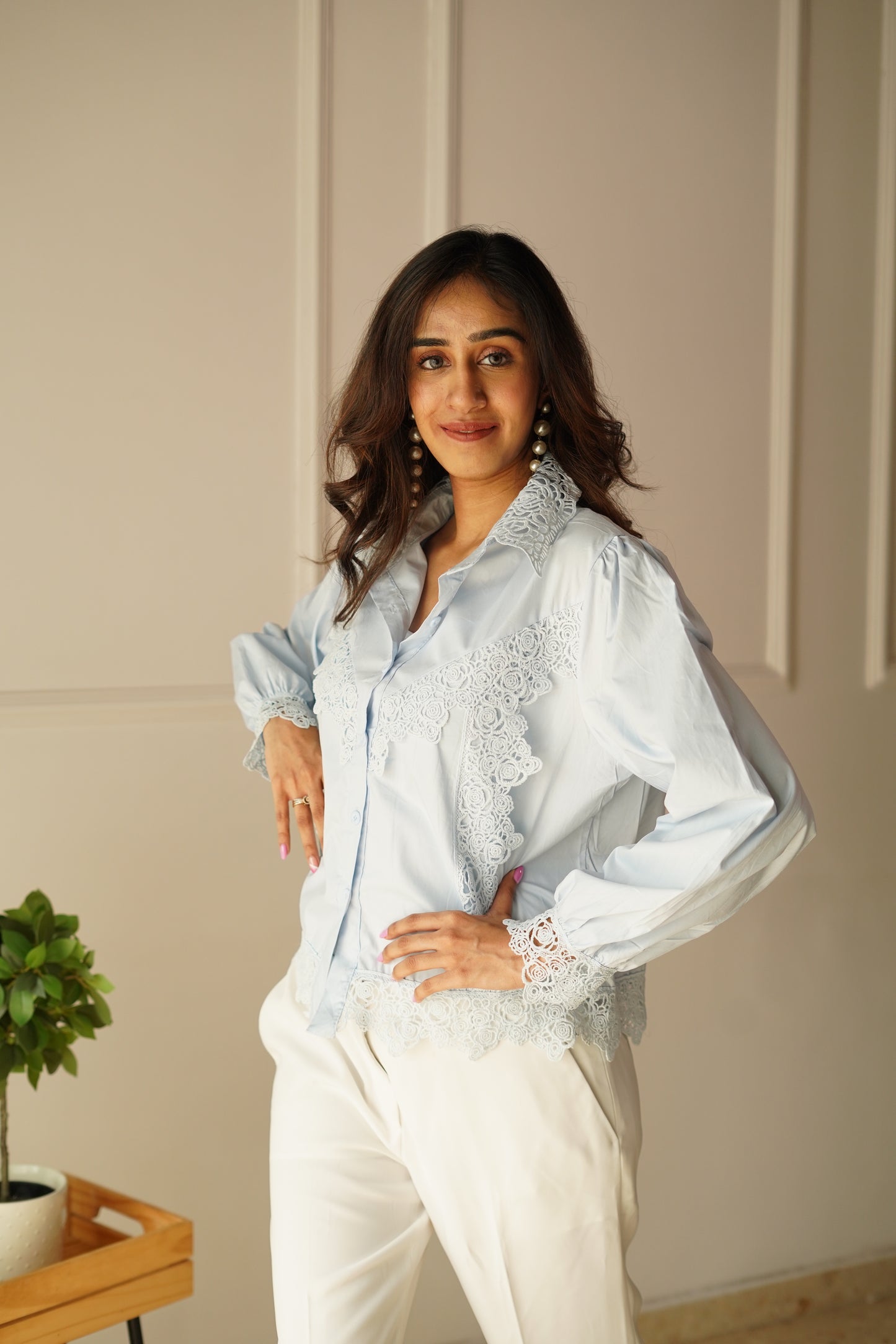 Powder Blue Lace Shirt