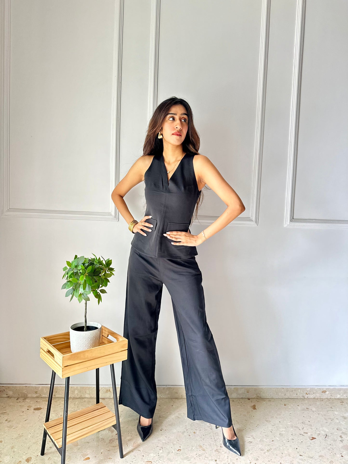 Tailored Waistcoat Ensemble Black